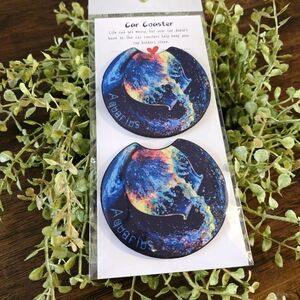 Aquarius Zodiac Car Coaster Set - Blue and Black